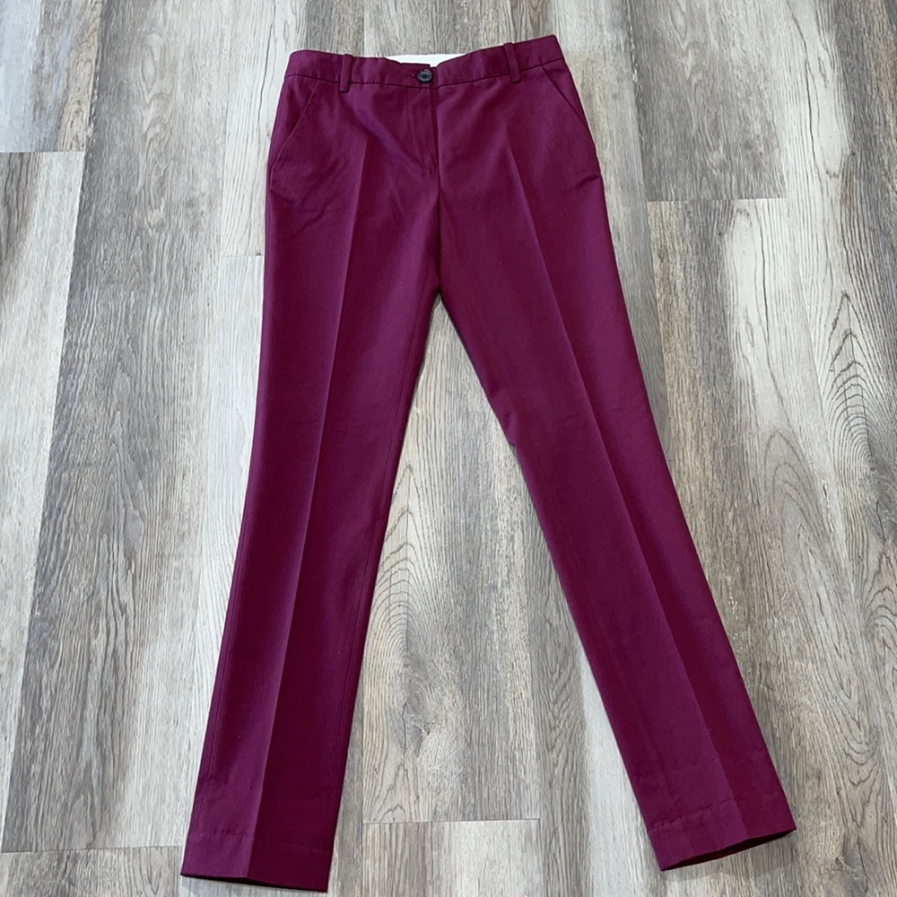 Lacoste Skinny Leg Chino Pants Women US Size 24 Bordeaux purple wool cotton